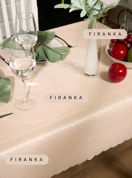 Скатерть на праздник 110х140 см 7D бежевая на прямоугольный стол с тканевой подкладкой 2480 Kha фото