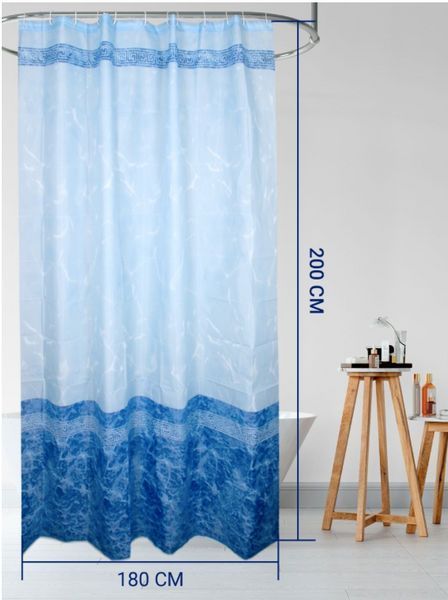 Шторы в ванну и душ турецкие качественные водостойкие Miranda 180х200 cм Marmer Su Blue 172 Vin фото