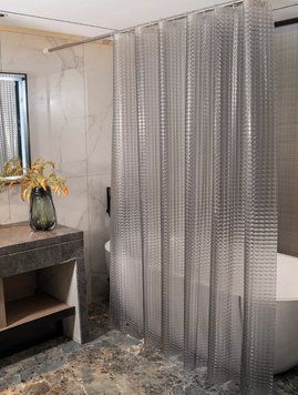 Штора для ванной комнаты силикон 3Д 180х180 см серая от воды брызг 2676 Kha фото