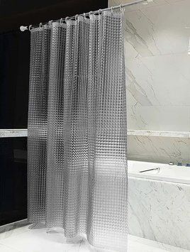 Штора для ванной комнаты силикон 3Д 180х180 см серая от воды брызг в кубик 2676 Kha/2 фото