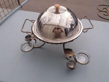 Садж подставка 28 см кованная нержавеющая сталь для разогрева мяса и овощей 3 рюмки 3 соусницы 230 Pri фото